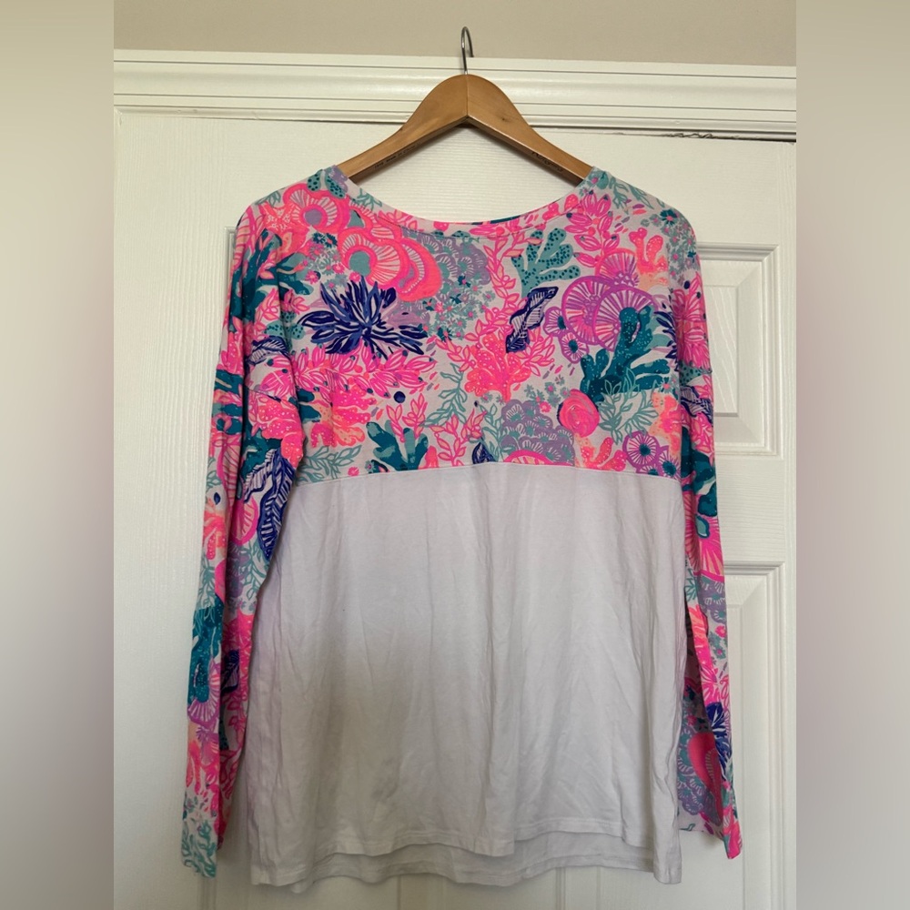 Lilly Pulitzer Finn top womens Small Seaside Carnivale modal pima cotton Peru